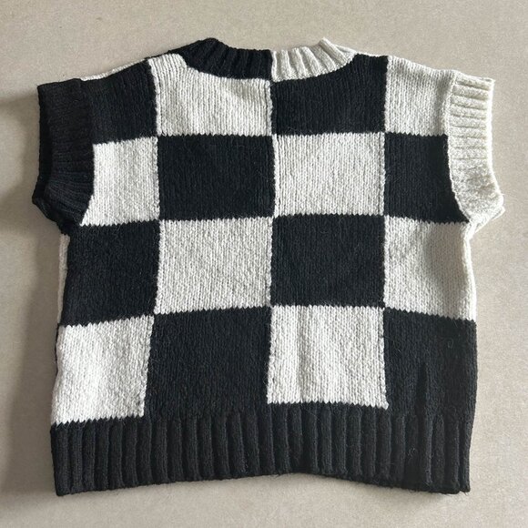 Zara Check Knit Sweater Vest ASO Wednesday Addams - Picture 9 of 14